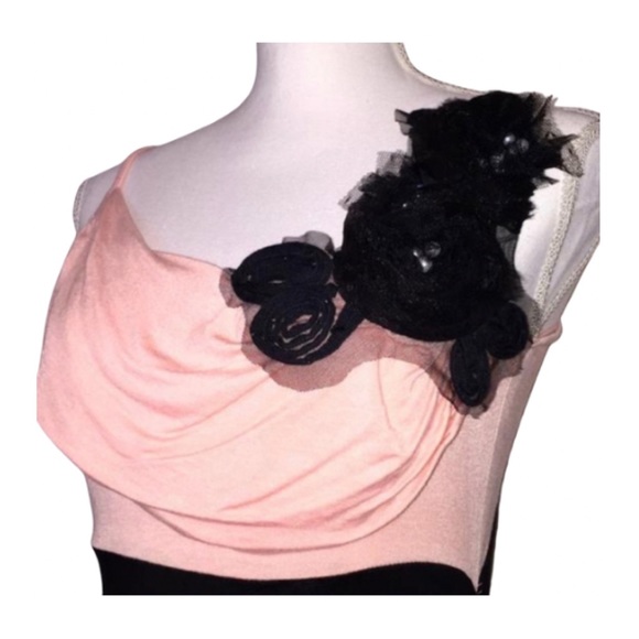 NWOT Pink & Black Rosette Embellished Dress - Picture 3 of 7